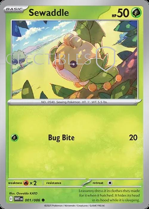 Pokemon White Flare 001/086 Sewaddle Reverse Holo
