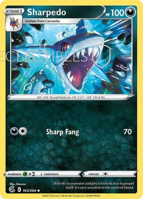 Pokemon Fusion Strike 163/264 Sharpedo  Reverse Holo