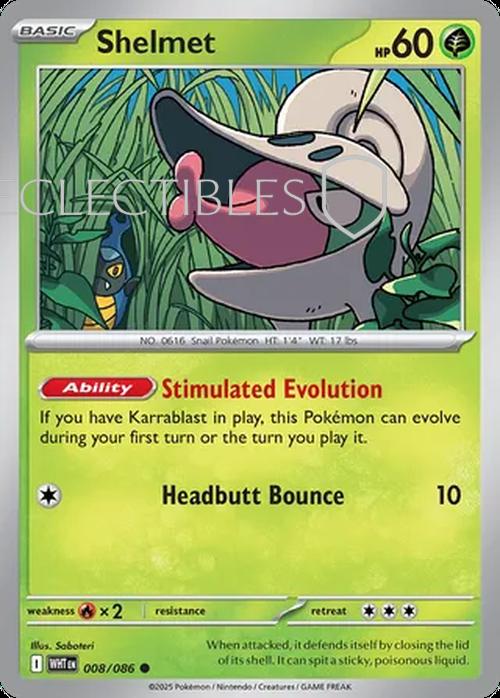Pokemon White Flare 008/086 Shelmet Reverse Holo