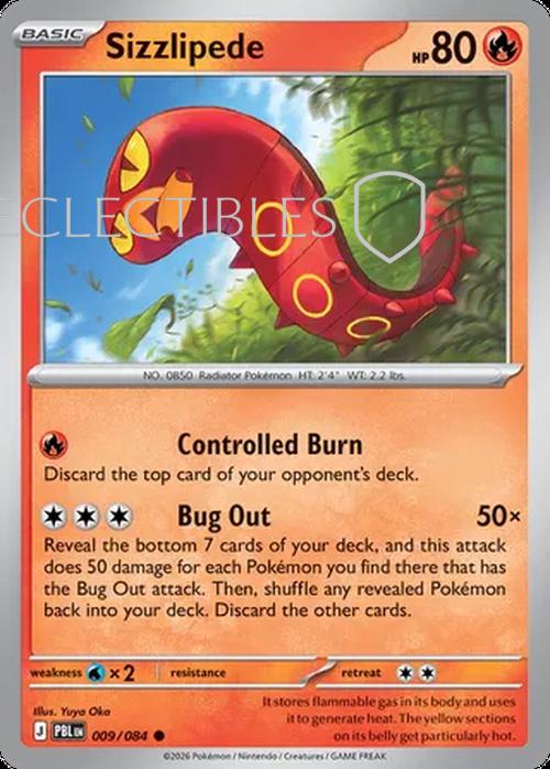 Pokemon pitch black 009/84 Sizzlipede Reverse Holo