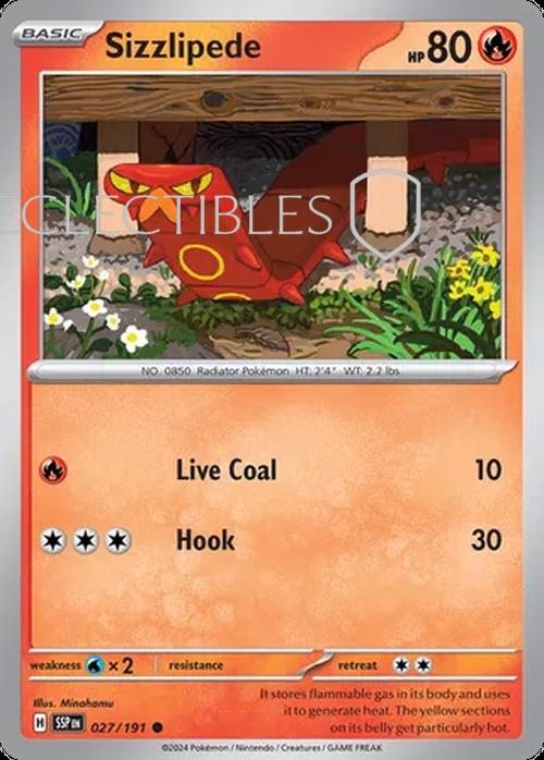 Pokemon Surging Sparks 027/191 Sizzlipede Reverse Holo