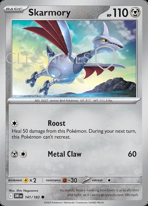 Pokemon Destined Rivals 141/182 Skarmory Reverse Holo