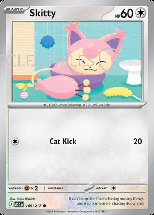 Pokemon Ascended Heroes 165/217 Skitty Reverse Holo
