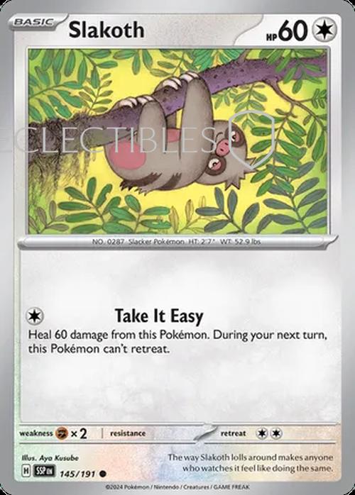 Pokemon Surging Sparks 145/191 Slakoth Reverse Holo