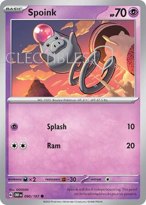 Pokemon Obsidian Flame 090/197 Spoink Reverse Holo