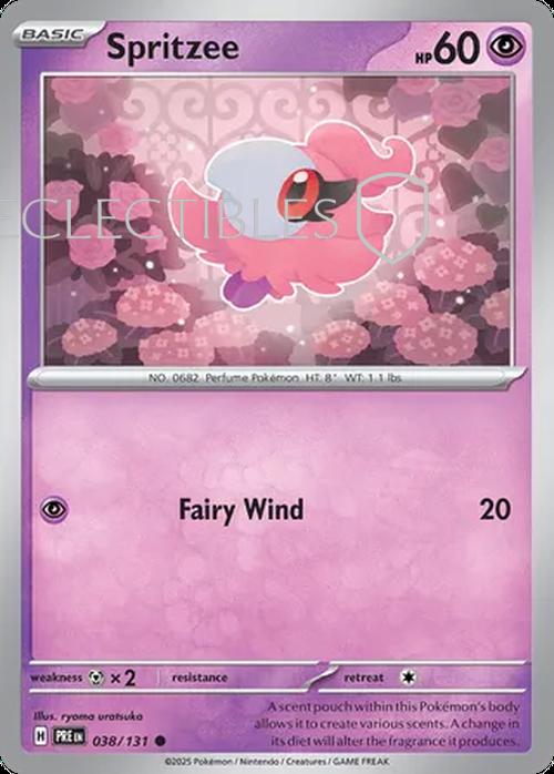 Pokemon Prismatic Evolutions 038/131 Spritzee Reverse Holo