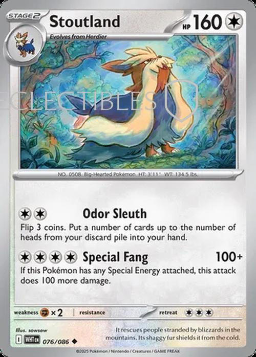 Pokemon White Flare 076/086 Stoutland Reverse Holo