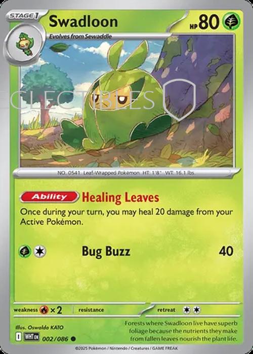 Pokemon White Flare 002/086 Swadloon Reverse Holo