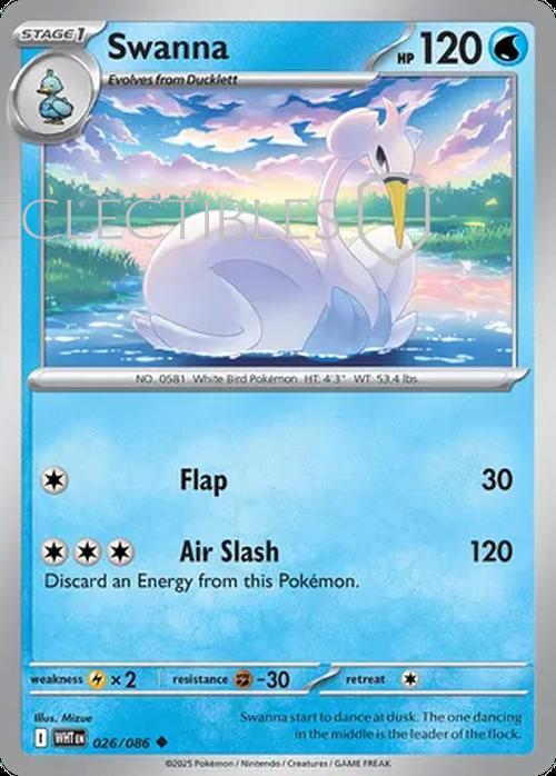 Pokemon White Flare 026/086 Swanna Reverse Holo