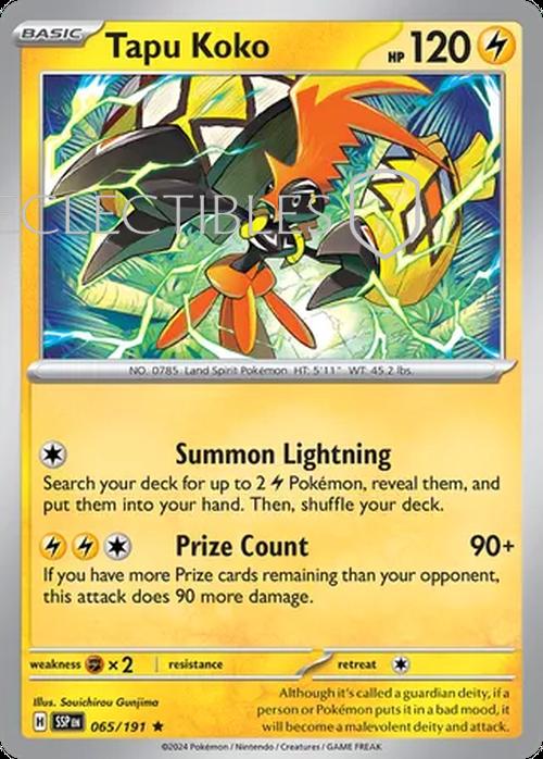 Pokemon Surging Sparks 065/191 Tapu Koko  Reverse Holo