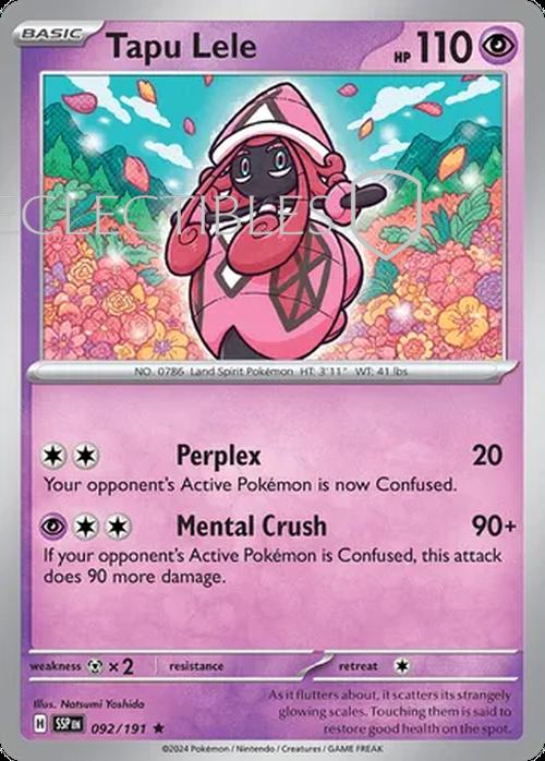 Pokemon Surging Sparks 092/191 Tapu Lele  Reverse Holo