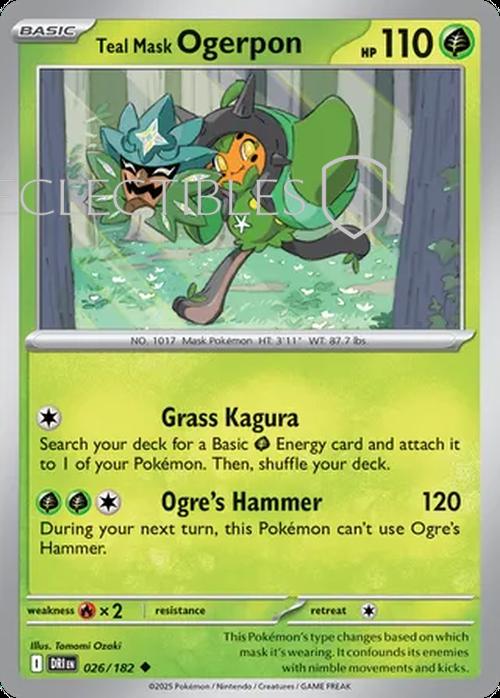 Pokemon Destined Rivals 026/182 Teal Mask Ogerpon Reverse Holo
