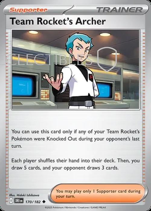 Pokemon Destined Rivals 170/182 Team Rockets Archer Reverse Holo