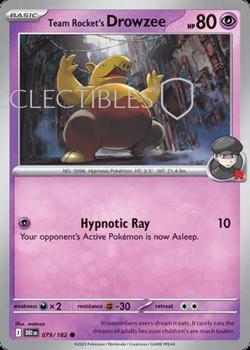 Pokemon Destined Rivals 079/182 Team Rockets Drowzee Reverse Holo