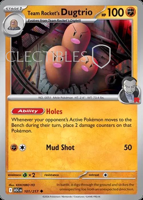 Pokemon Ascended Heroes 101/217 Team Rockets Dugtrio Reverse Holo