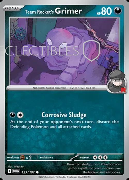 Pokemon Destined Rivals 123/182 Team Rockets Grimer Reverse Holo