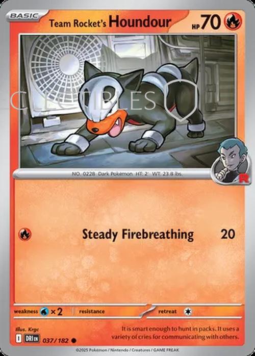 Pokemon Destined Rivals 037/182 Team Rockets Houndour Reverse Holo