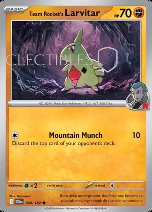Pokemon Destined Rivals 094/182 Team Rockets Larvitar Reverse Holo