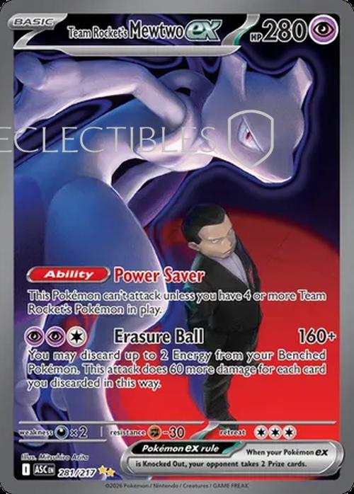 Pokemon Ascended Heroes 281/217 Team Rockets Mewtwo ex