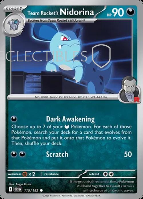 Pokemon Destined Rivals 115/182 Team Rockets Nidorina Reverse Holo
