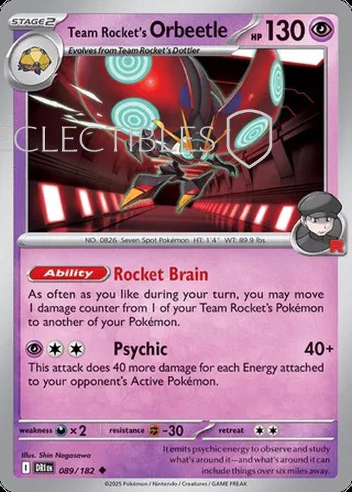 Pokemon Destined Rivals 089/182 Team Rockets Orbeetle Reverse Holo