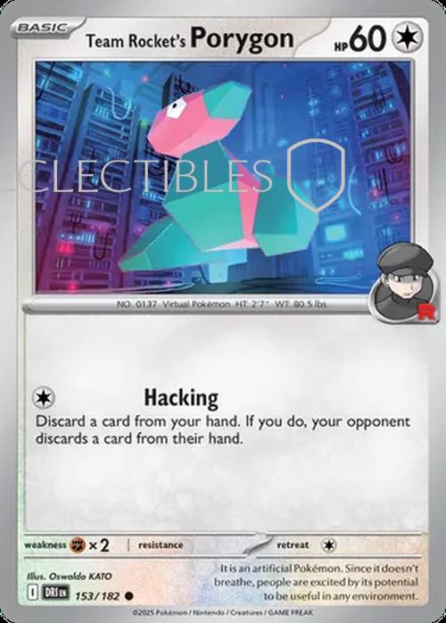 Pokemon Destined Rivals 153/182 Team Rockets Porygon Reverse Holo