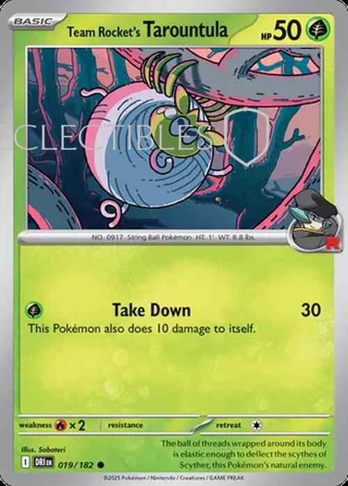 Pokemon Destined Rivals 019/182 Team Rockets Tarountula Reverse Holo