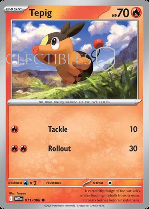 Pokemon White Flare 011/086 Tepig Reverse Holo