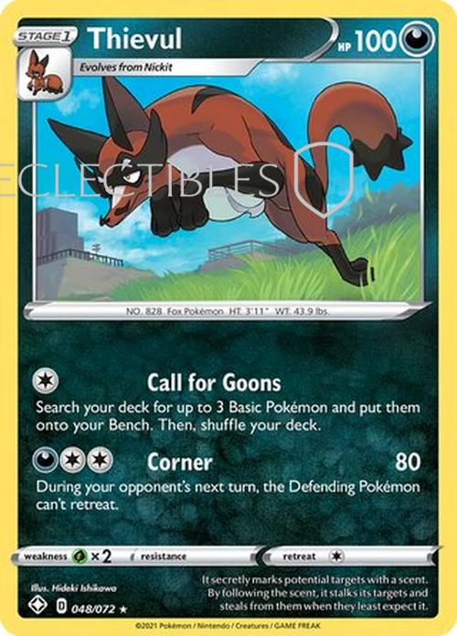 Pokemon Shining Fates 048/072 Thievul Reverse Holo