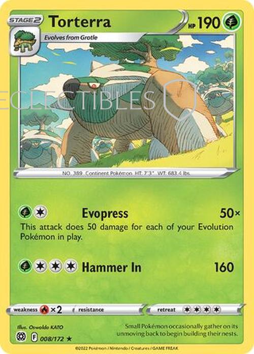 Pokemon Brilliant Stars 008/172 Torterra Reverse Holo