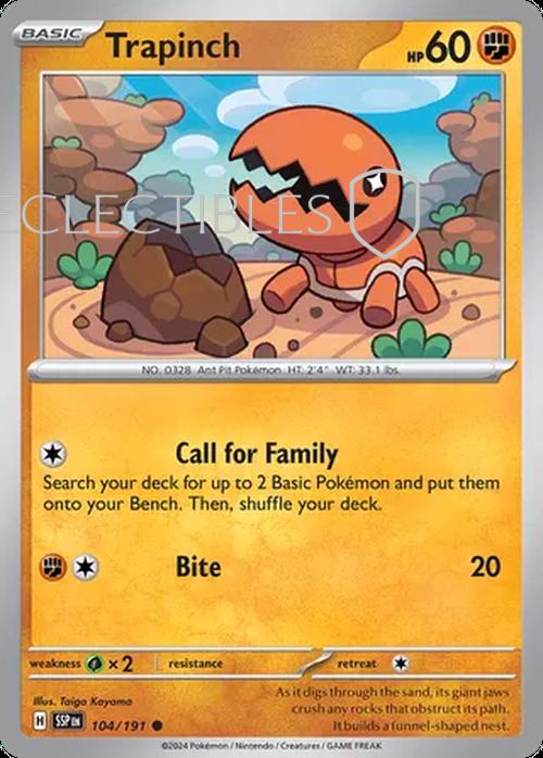 Pokemon Surging Sparks 104/191 Trapinch Reverse Holo