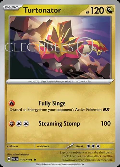 Pokemon Surging Sparks 137/191 Turtonator  Reverse Holo