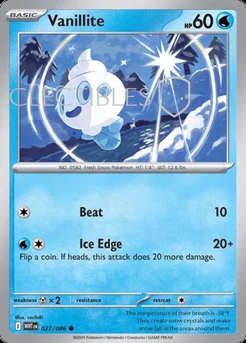 Pokemon White Flare 027/086 Vanillite Reverse Holo