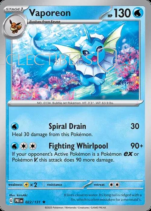 Pokemon Prismatic Evolutions 022/131 Vaporeon Reverse Holo