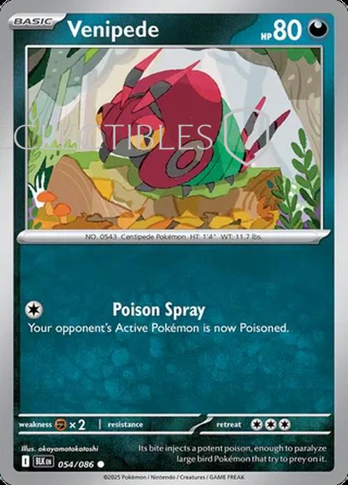 Pokemon Black Bolt 054/086 Venipede Reverse Holo