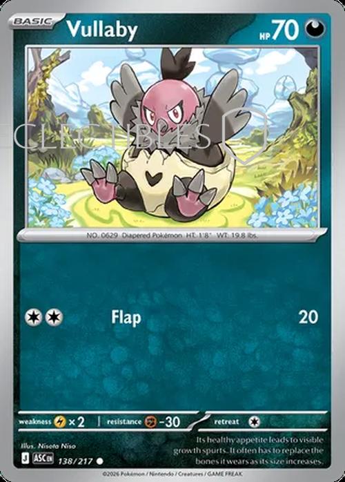 Pokemon Ascended Heroes 138/217 Vullaby Reverse Holo