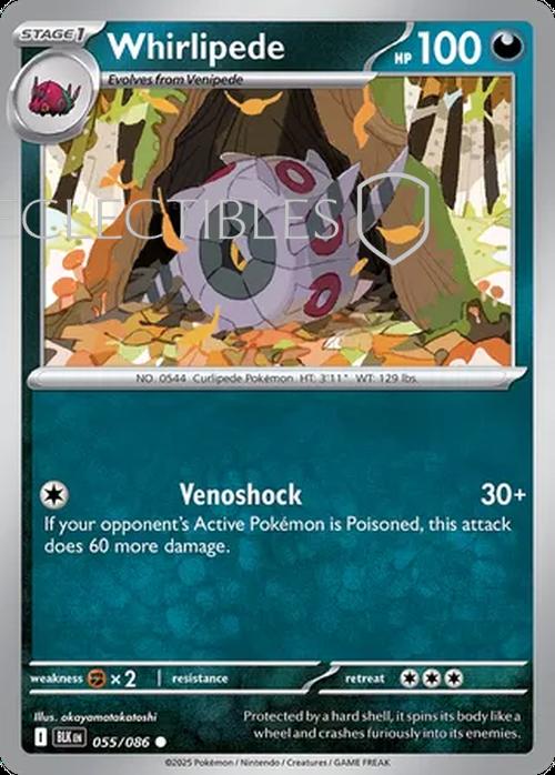 Pokemon Black Bolt 055/086 Whirlipede Reverse Holo