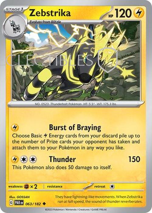 Pokemon Paradox Rift 063/182 Zebstrika Reverse Holo