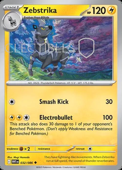 Pokemon White Flare 032/086 Zebstrika Reverse Holo