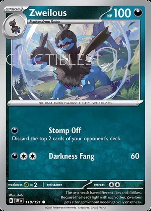Pokemon Surging Sparks 118/191 Zweilous  Reverse Holo
