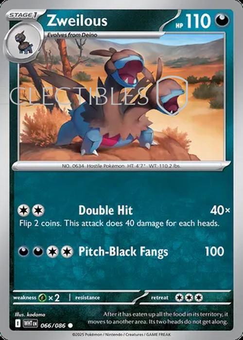 Pokemon White Flare 066/086 Zweilous Reverse Holo