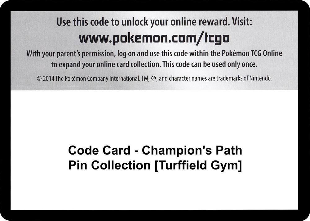 Pokemon Code Card Champions Path Turffield Gym