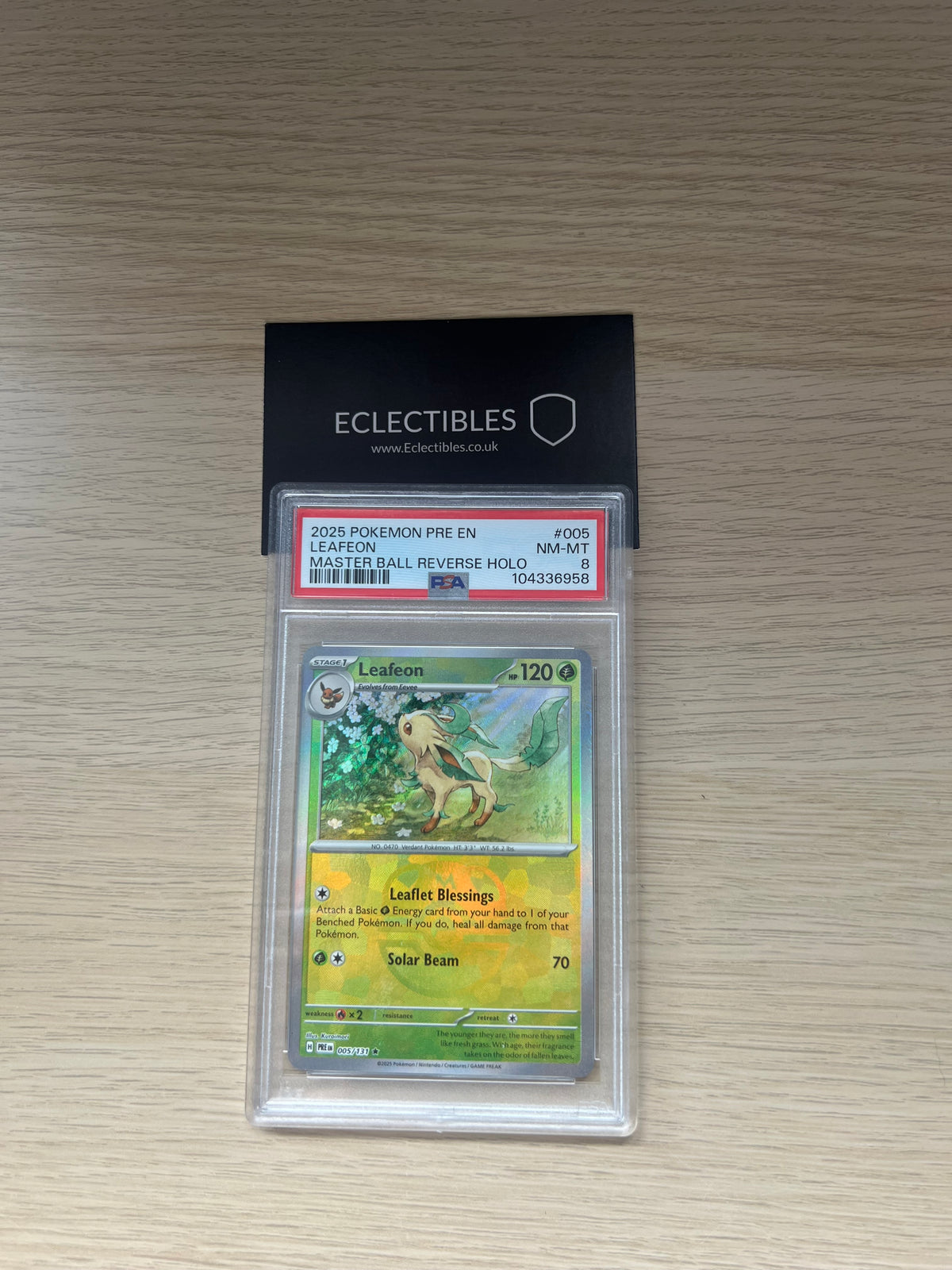 Pokemon PSA 8 Leafeon Masterball 005/131 Prismatic Evolutions