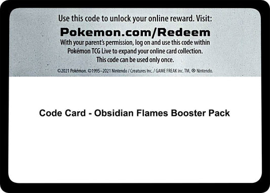 Pokemon Code Card Obsidian Flame