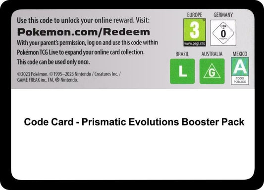 Pokemon Code Card Prismatic Evolutions