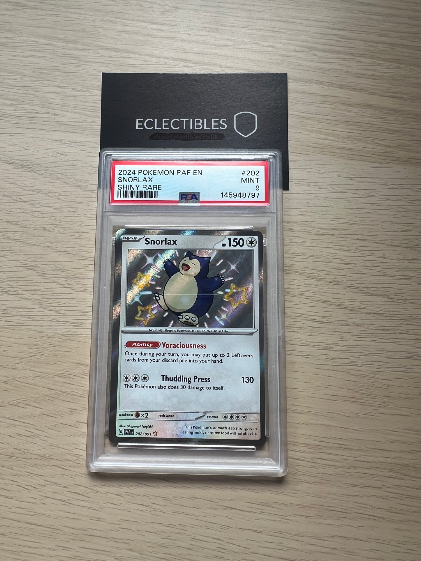 PSA 9 Pokemon Paldean Fates 202/91 Snorlax