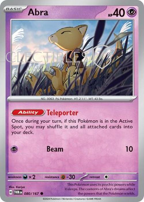 Pokemon Twilight Masquerade 080/167 Abra  Reverse Holo