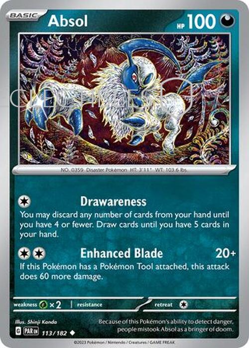 Pokemon Paradox Rift 113/182 Absol  Reverse Holo
