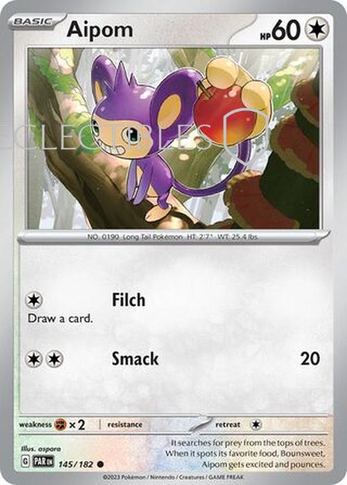 Pokemon Paradox Rift 145/182 Aipom  Reverse Holo