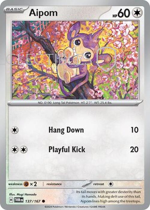 Pokemon Twilight Masquerade 137/167 Aipom  Reverse Holo